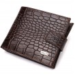 Вместительный мужской бумажник из натуральной фактурной кожи с тиснением под крокодила CANPELLINI 21788 Коричневый