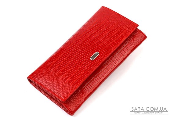 Яркий кошелек для женщин из натуральной фактурной кожи CANPELLINI 21823 Красный