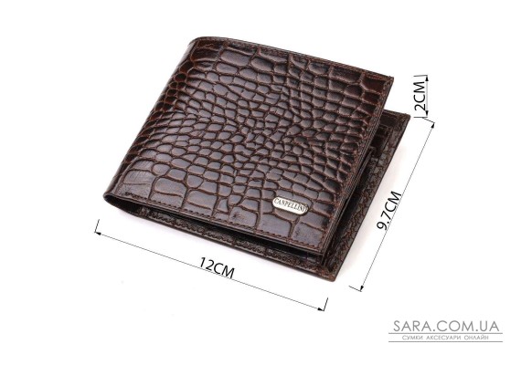 Горизонтальный мужской бумажник среднего размера из натуральной кожи с тиснением под крокодила CANPELLINI 21860 Коричневый
