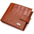 Необычный горизонтальный кошелек для мужчин из натуральной кожи с тиснением под крокодила CANPELLINI 21893 Рыжий