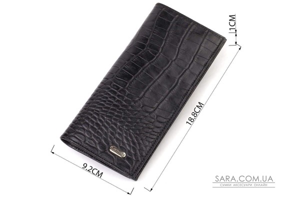 Привлекательный вертикальный мужской бумажник из натуральной кожи с тиснением под крокодила CANPELLINI 21896 Черный
