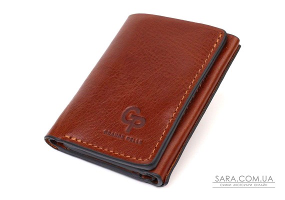 Стильный мужской кошелек в три сложения GRANDE PELLE 16786 Коричневый