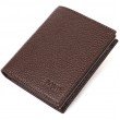 Компактный мужской бумажник из натуральной зернистой кожи без застежки BOND 21989 Коричневый