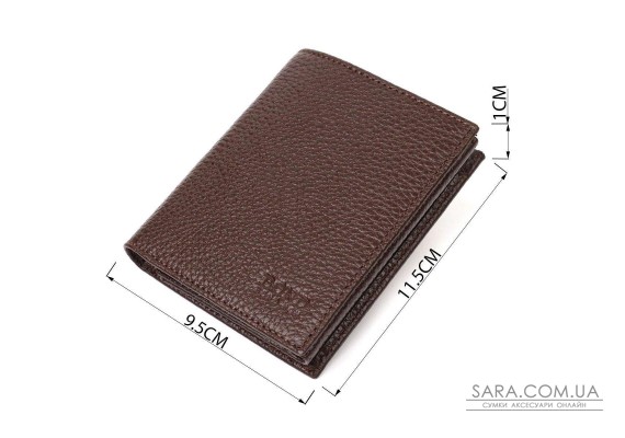 Компактный мужской бумажник из натуральной зернистой кожи без застежки BOND 21989 Коричневый