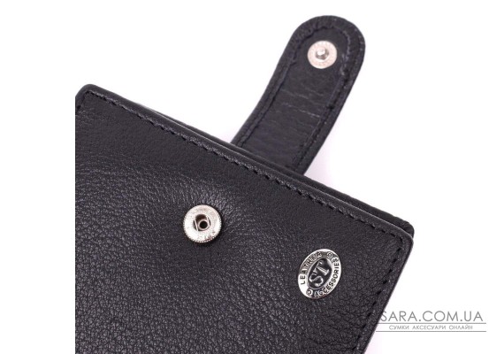 Мужской горизонтальный бумажник среднего размера из натуральной кожи ST Leather 22484 Черный