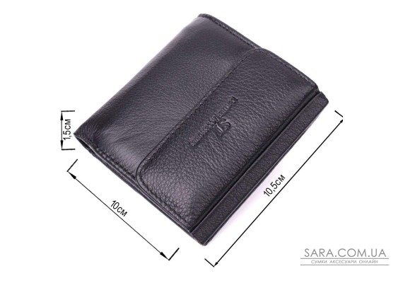 Компактний жіночий гаманець із монетницею зовні з натуральної шкіри ST Leather 22542 Чорний