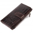 Вместительный кошелек из натуральной кожи с тиснением под крокодила CANPELLINI 21637 Коричневый