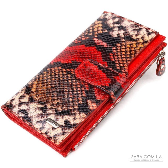 Функциональный женский кошелек из натуральной кожи с тиснением под змею CANPELLINI 21638 Разноцветный Функциональный женский кошелек из натуральной кожи с тиснением под змею CANPELLINI 21638 Разноцветный