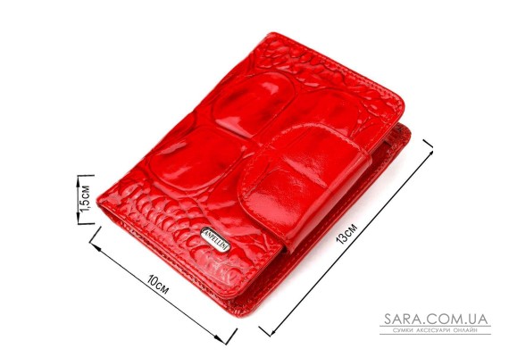 Лакированный вертикальный женский кошелек из натуральной кожи с тиснением под крокодила CANPELLINI 21681 Красный