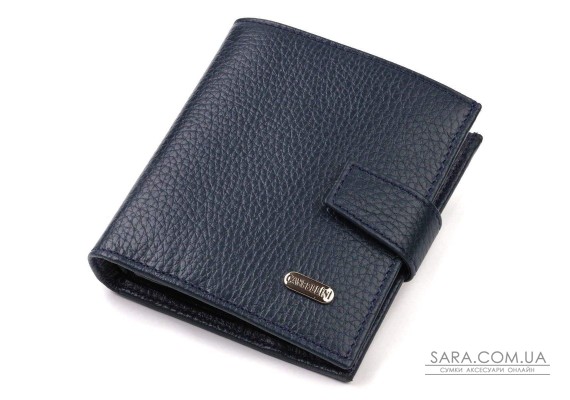 Модный мужской бумажник из натуральной зернистой кожи CANPELLINI 21746 Синий