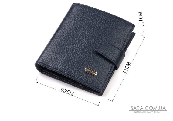 Модный мужской бумажник из натуральной зернистой кожи CANPELLINI 21746 Синий