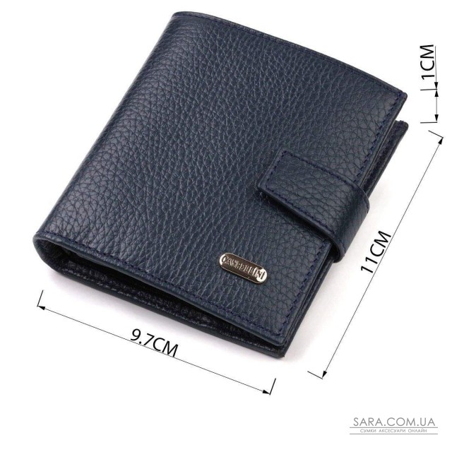 Модный мужской бумажник из натуральной зернистой кожи CANPELLINI 21746 Синий Модный мужской бумажник из натуральной зернистой кожи CANPELLINI 21746 Синий
