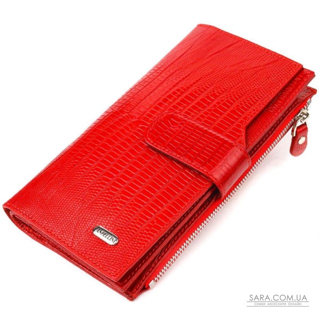 Красивый женский кошелек из натуральной фактурной кожи CANPELLINI 21646 Красный Красивый женский кошелек из натуральной фактурной кожи CANPELLINI 21646 Красный