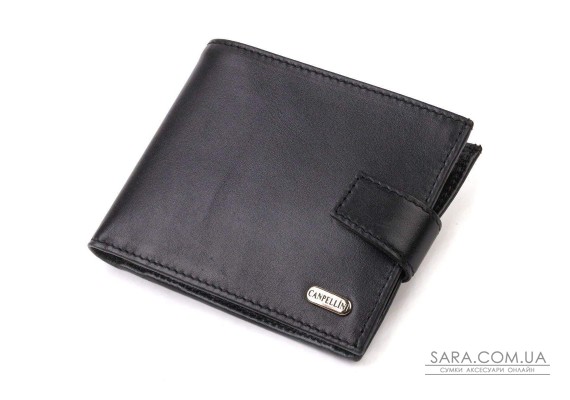 Классический мужской бумажник из натуральной гладкой кожи CANPELLINI 21792 Черный