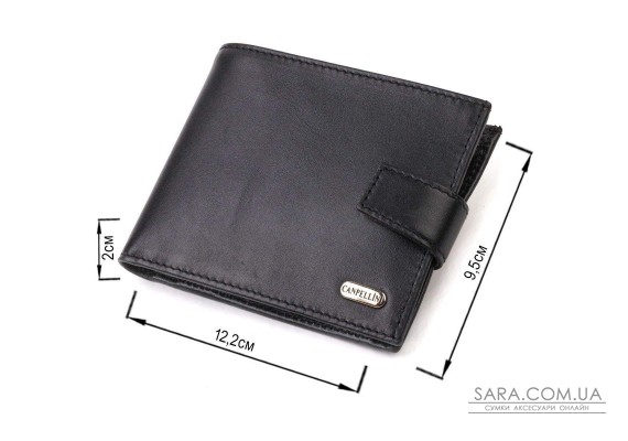Классический мужской бумажник из натуральной гладкой кожи CANPELLINI 21792 Черный