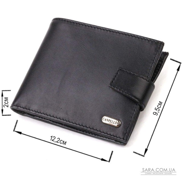 Классический мужской бумажник из натуральной гладкой кожи CANPELLINI 21792 Черный Классический мужской бумажник из натуральной гладкой кожи CANPELLINI 21792 Черный