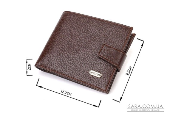Практичный горизонтальный кошелек для мужчин из натуральной кожи флотар CANPELLINI 21886 Коричневый