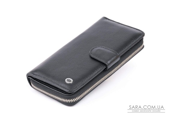 Вертикальный вместительный кошелек из кожи унисекс ST Leather 19300 Черный