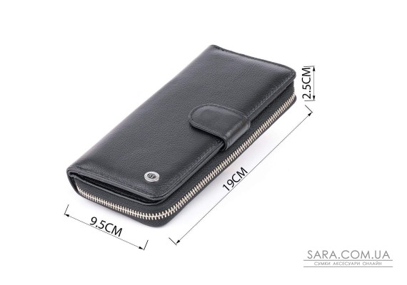Вертикальный вместительный кошелек из кожи унисекс ST Leather 19300 Черный