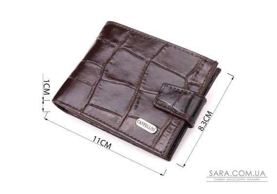 Мужской компактный кошелек из натуральной фактурной кожи CANPELLINI 21509 Коричневый