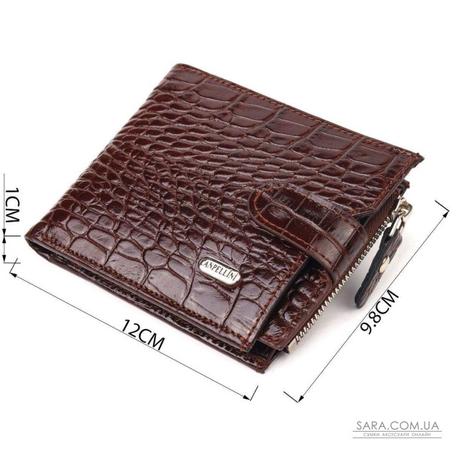 Горизонтальный мужской кошелек из натуральной фактурной кожи CANPELLINI 21503 Коричневый Горизонтальный мужской кошелек из натуральной фактурной кожи CANPELLINI 21503 Коричневый