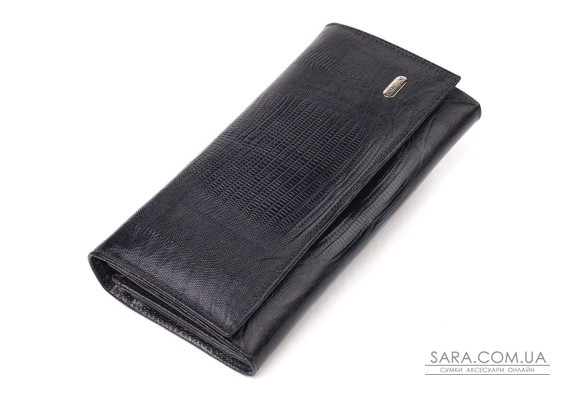 Привлекательный женский кошелек с монетницей из натуральной фактурной кожи CANPELLINI 21527 Черный