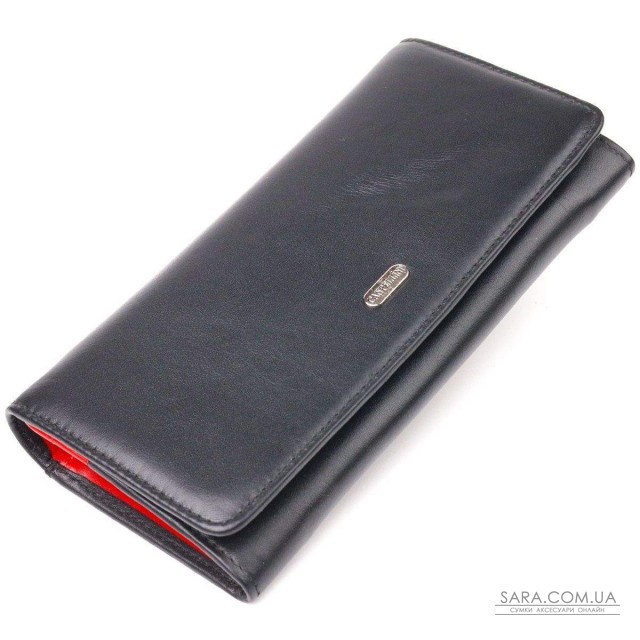 Вместительный кошелек для женщин из натуральной гладкой кожи CANPELLINI 21611 Черный Вместительный кошелек для женщин из натуральной гладкой кожи CANPELLINI 21611 Черный