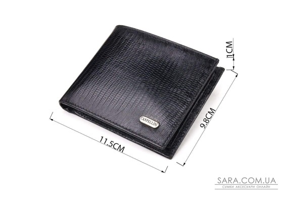 Элегантный кошелек для мужчин в два сложения из натуральной фактурной кожи CANPELLINI 21587 Черный