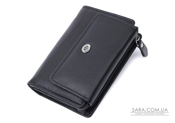 Практичний гаманець із монетницею з натуральної шкіри ST Leather 22740 Чорний