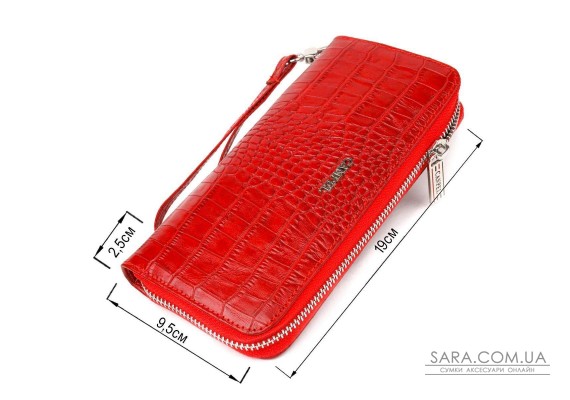 Горизонтальный яркий кошелек для женщин из натуральной фактурной кожи под крокодила CANPELLINI 21621 Красный