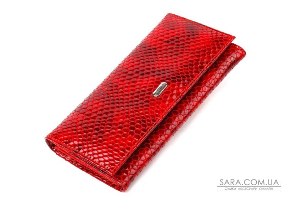 Превосходный женский кошелек из натуральной лакированной кожи с тиснением под змею CANPELLINI 21655 Красный