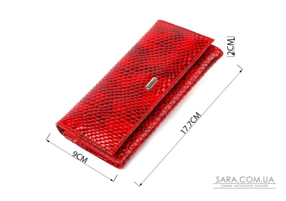 Превосходный женский кошелек из натуральной лакированной кожи с тиснением под змею CANPELLINI 21655 Красный