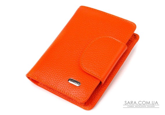 Уникальный вертикальный кошелек из натуральной кожи CANPELLINI 21680 Оранжевый