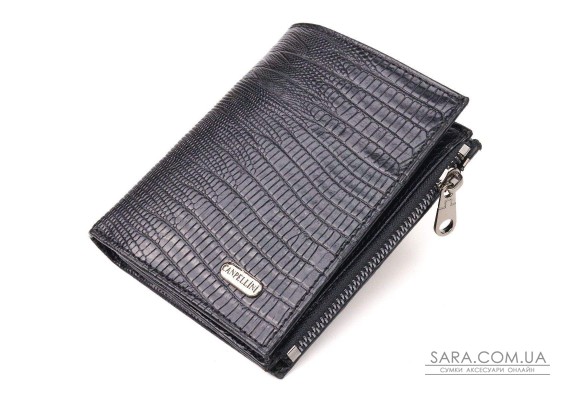 Фактурный вертикальный кошелек из натуральной кожи CANPELLINI 21672 Черный
