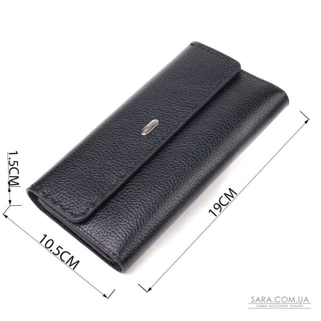 Функциональный женский кошелек из натуральной кожи CANPELLINI 21662 Черный Функциональный женский кошелек из натуральной кожи CANPELLINI 21662 Черный