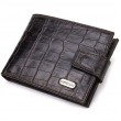 Фактурный небольшой мужской бумажник из натуральной кожи с тиснением под крокодила CANPELLINI 21747 Черный