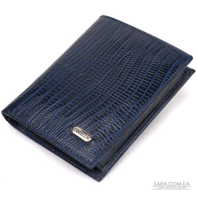Мужской кошелек вертикального формата из натуральной кожи с тиснением CANPELLINI 21752 Синий Мужской кошелек вертикального формата из натуральной кожи с тиснением CANPELLINI 21752 Синий