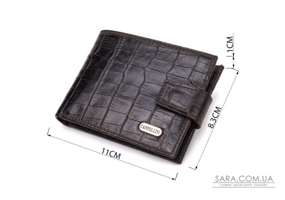 Фактурный небольшой мужской бумажник из натуральной кожи с тиснением под крокодила CANPELLINI 21747 Черный