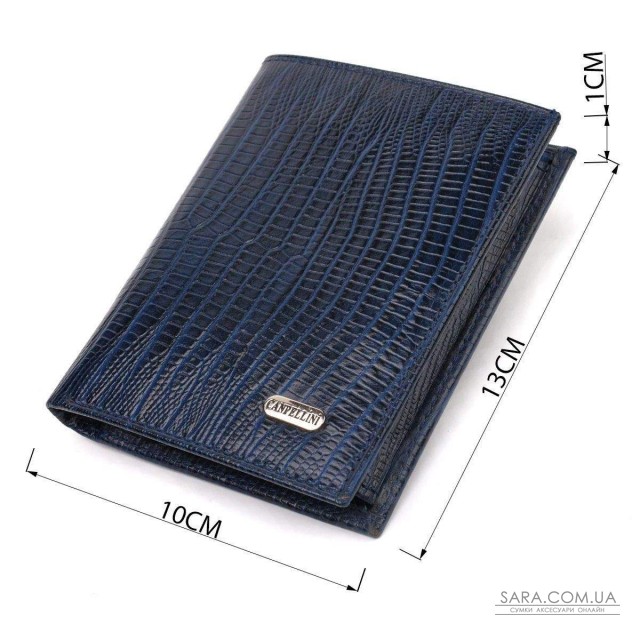 Мужской кошелек вертикального формата из натуральной кожи с тиснением CANPELLINI 21752 Синий Мужской кошелек вертикального формата из натуральной кожи с тиснением CANPELLINI 21752 Синий