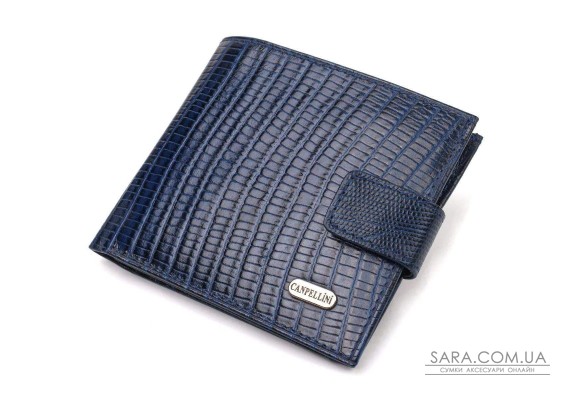 Мужской бумажник горизонтального формата из натуральной кожи с тиснением CANPELLINI 21767 Синий