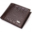 Мужской бумажник без застежки из натуральной кожи с тиснением под крокодила CANPELLINI 21763 Коричневий