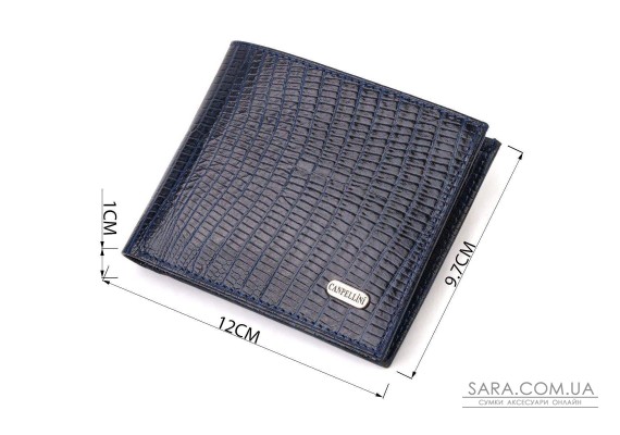 Фактурный стильный кошелек для мужчин без застежки горизонтального формата из натуральной кожи с тиснением CANPELLINI 21760 Синий