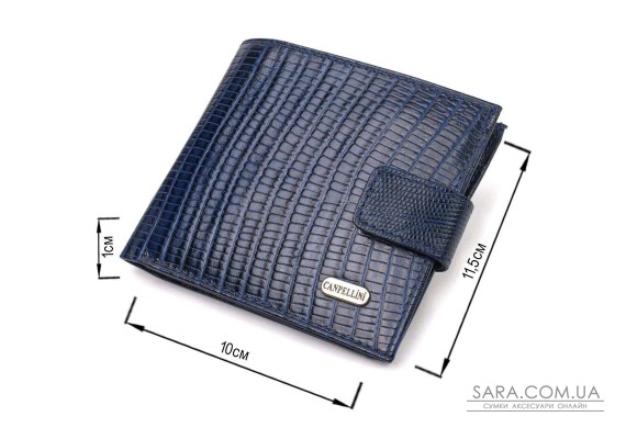 Мужской бумажник горизонтального формата из натуральной кожи с тиснением CANPELLINI 21767 Синий