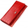Оригинальный женский кошелек из натуральной фактурной кожи с тиснением под крокодила CANPELLINI 21827 Красный