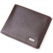 Идеальный горизонтальный мужской бумажник среднего размера из натуральной зернистой кожи CANPELLINI 21863 Коричневый