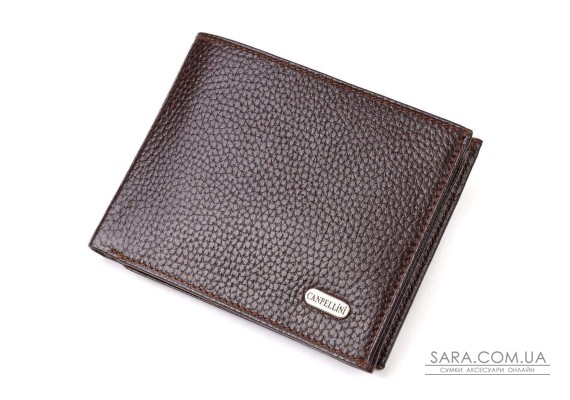 Идеальный горизонтальный мужской бумажник среднего размера из натуральной зернистой кожи CANPELLINI 21863 Коричневый