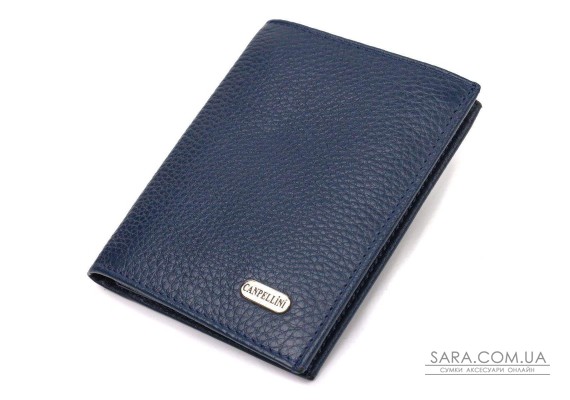 Мужской компактный кошелек из натуральной кожи флотар CANPELLINI 21872 Синий