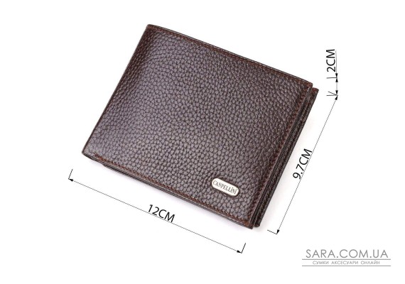 Идеальный горизонтальный мужской бумажник среднего размера из натуральной зернистой кожи CANPELLINI 21863 Коричневый