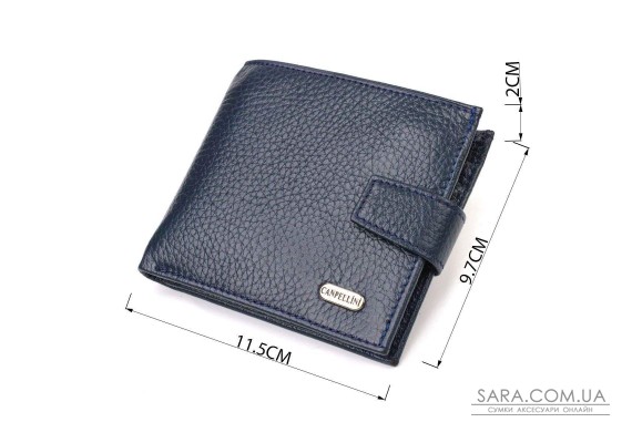 Практичный мужской кошелек из натуральной зернистой кожи CANPELLINI 21879 Синий
