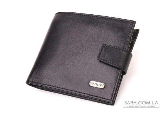 Стильный мужской кошелек из натуральной гладкой кожи CANPELLINI 21880 Черный
